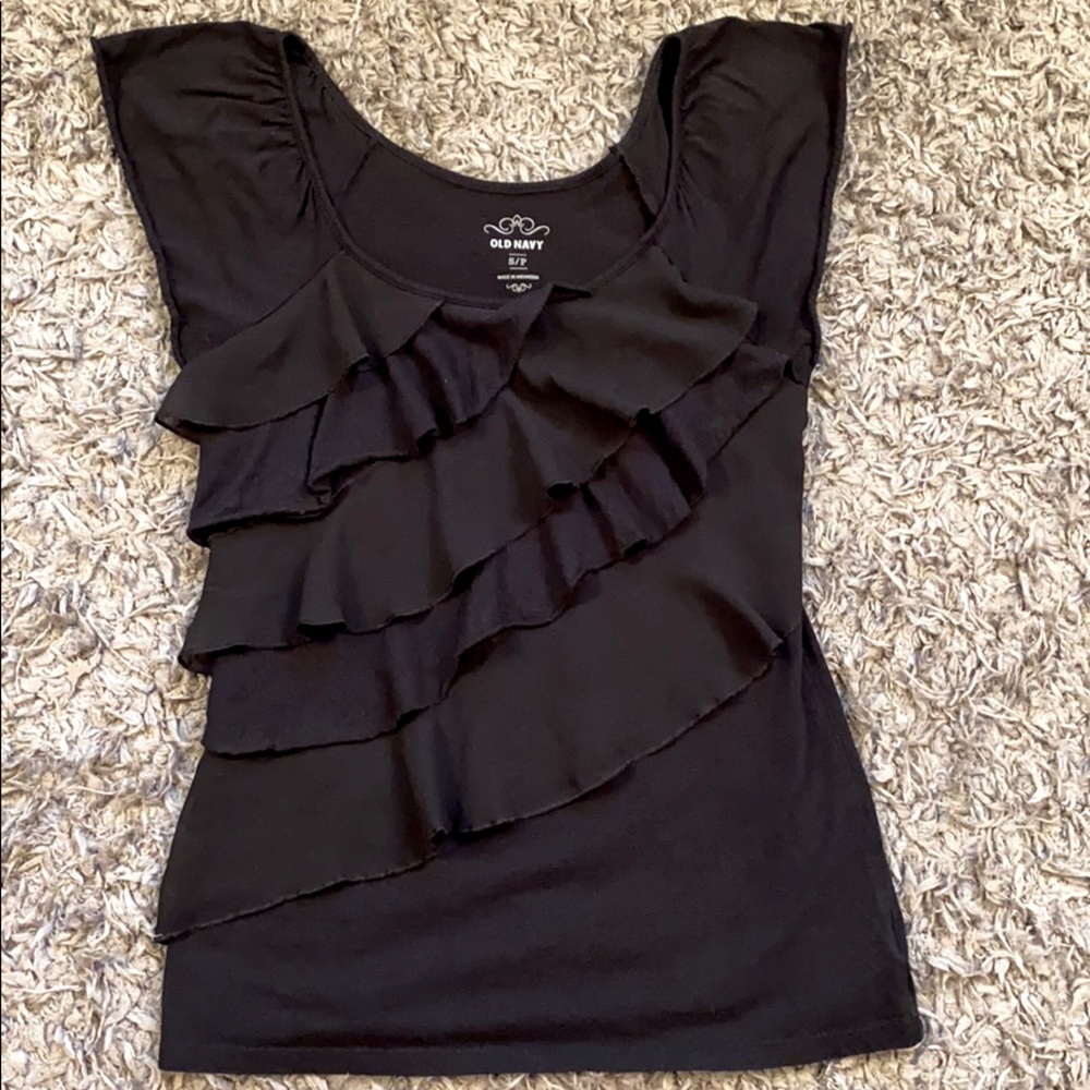 Wavy Black Blouse, Size S